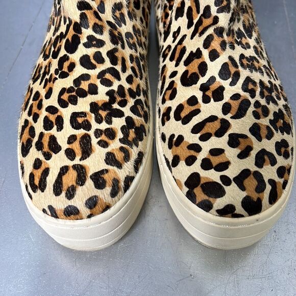J Slides Hypo Platform High Top Sneaker Bootie Cheetah Leopard Print Calf Hair - Picture 6 of 9